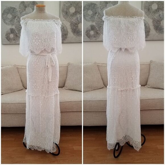 Charles Henry Lace Popover Maxi Dress sz Small - Picture 2 of 8